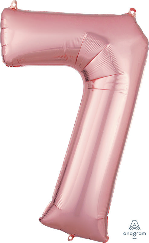 Floating Rose Gold Number "7" Balloon (3 Foot or 34 Inch)