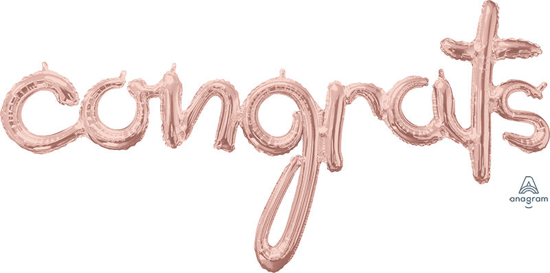 Congrats Rose Gold Air-Filled Balloon Banner Decoration