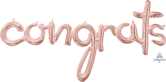 Congrats Rose Gold Air-Filled Balloon Banner Decoration