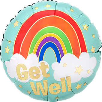 Get Well Rainbow & Stars Balloon (18 Inch)