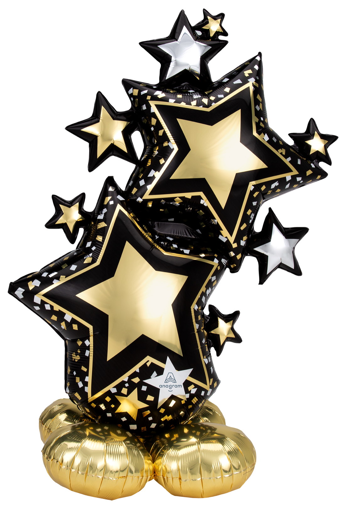 Airloonz Giant Elegant Black and Gold Star Cluster Balloon Display