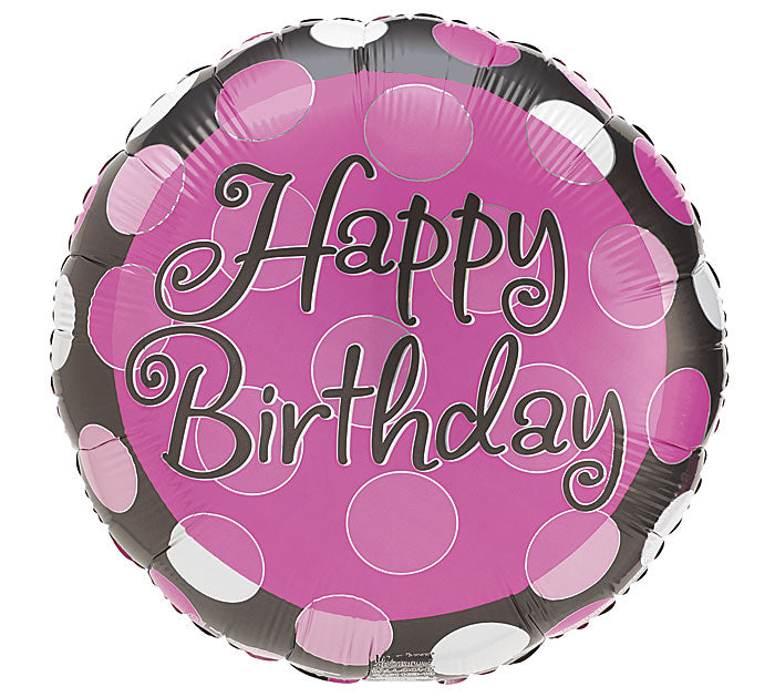 Flirty Fabulous Polka Dot Birthday 18" Foil Balloon (D)