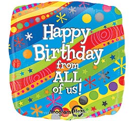 Happy Birthday From All of Us 18" Foil Balloon (D)
