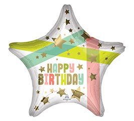 Happy Birthday Stripes and Stars Balloon (19 Inch)