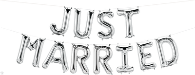 Just Married Non-Floating Banner Balloon Kit
