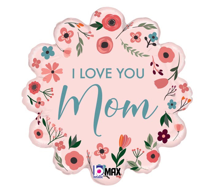 Mint I Love You Mom 18" Foil Balloon