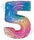 Floating Opal Rainbow Number "5" Balloon (4 Foot or 40 Inch)