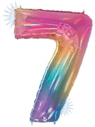 Floating Opal Rainbow Number "7" Balloon (4 Foot or 40 Inch)