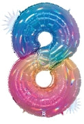Floating Opal Rainbow Number "8" Balloon (4 Foot or 40 Inch)