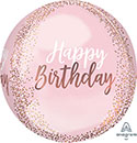 Happy Birthday Blush Pink Orbz Balloon (15 Inch)