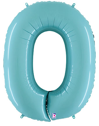 Floating Pastel Blue Number "0" Balloon (4 Foot or 40 Inch)