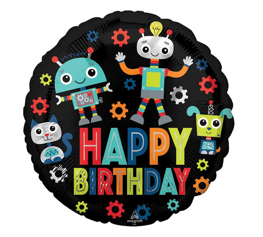 Happy Birthday Robots Balloon (17 Inch)