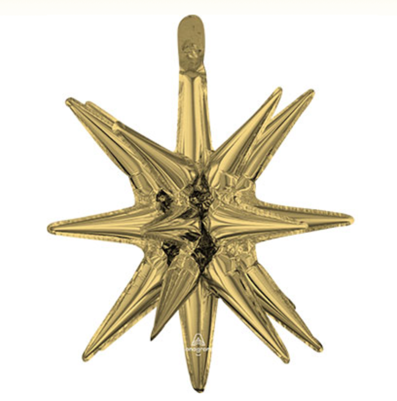 Air-Filled, Non-Floating, WHITE GOLD Magic Star Balloons (20"-35")