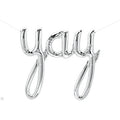 YAY Silver Script Balloon Banner