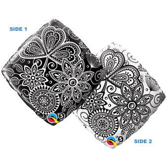 Black and White Damask Pattern Diamond Foil Balloon (18 Inch)