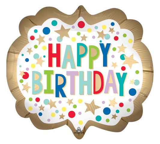 Happy Birthday Satin Gold Marquee Balloon (25 Inch)