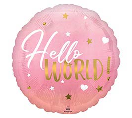 Hello World Ombre Baby Balloons (18 Inch)