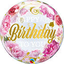 Happy Birthday to You Pink Peonies Bubble Balloon (22 Inch)