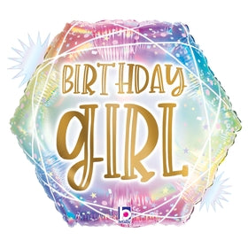 Birthday Girl Opal Hexagon Balloon (18 Inch)