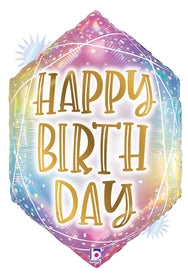 Happy Birthday Geo Opal Balloon (25 Inch)