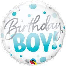 Happy Birthday Boy Blue Dots Balloon (18 Inch)