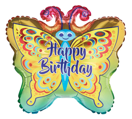 Happy Birthday Bold Butterfly Balloon (18 Inch)