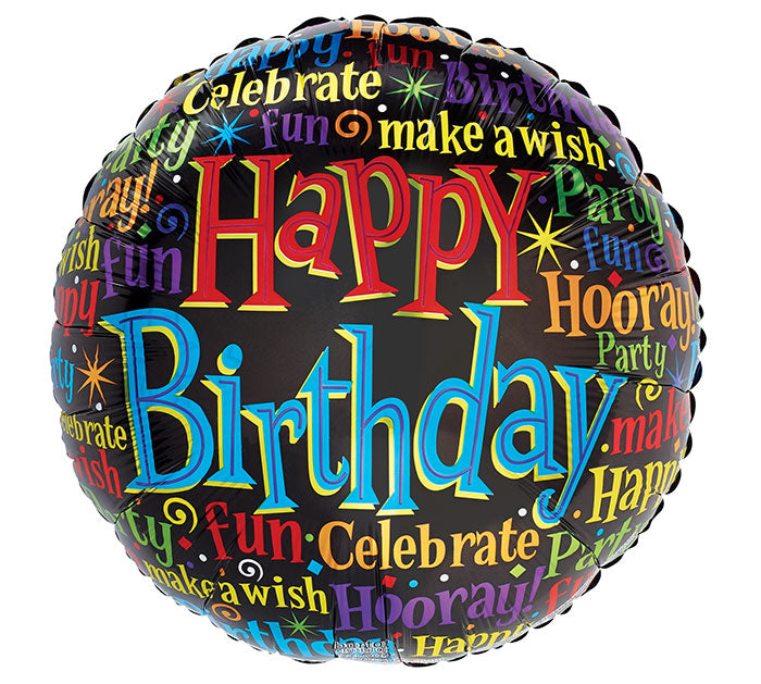 Birthday Messages on Black 18"