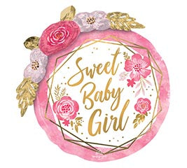 Sweet Baby Girl 3D Floral Balloon (27 Inch)