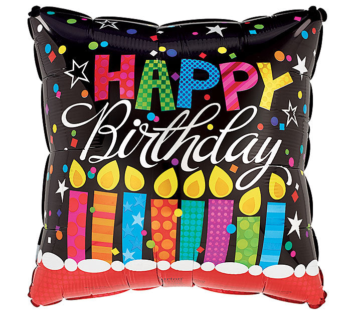 Happy Birthday Candles Square Balloon (18 Inch)