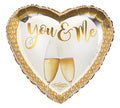 You and Me Clinking Champagne Glasses Heart Balloon (18 Inch)