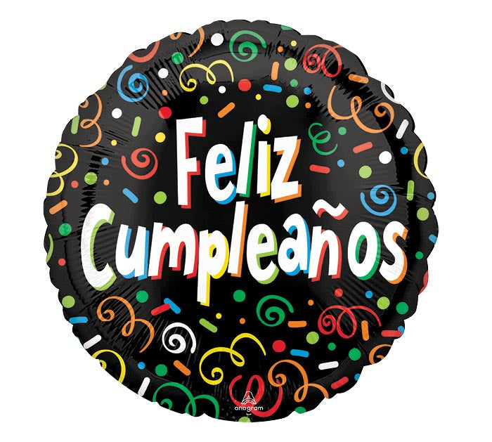 Black Feliz Cumpleanos Balloon (17 Inch)