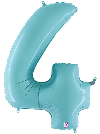 Floating Pastel Blue Number "4" Balloon (4 Foot or 40 Inch)