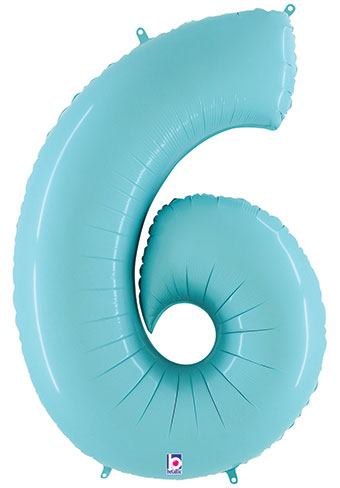 Floating Pastel Blue Number "6" Balloon (4 Foot or 40 Inch)