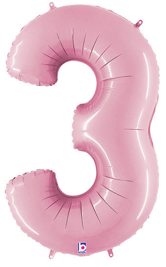 Floating Pastel Pink Number "3" Balloon (4 Foot or 40 Inch)