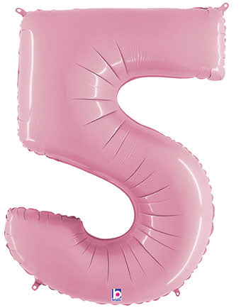 Floating Pastel Pink Number "5" Balloon (4 Foot or 40 Inch)