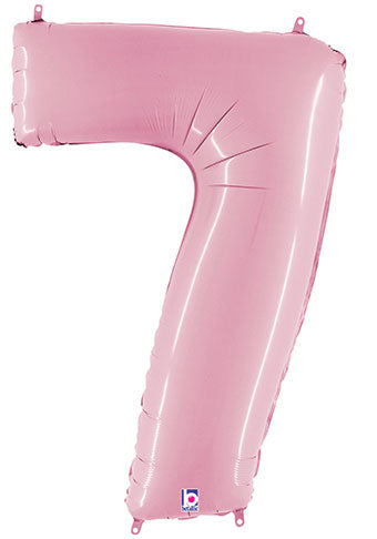 Floating Pastel Pink Number "7" Balloon (4 Foot or 40 Inch)